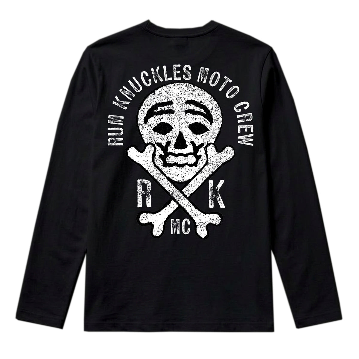 RUM KNUCKLES RK MOTO CREW Long Sleeve Tee - Black - back