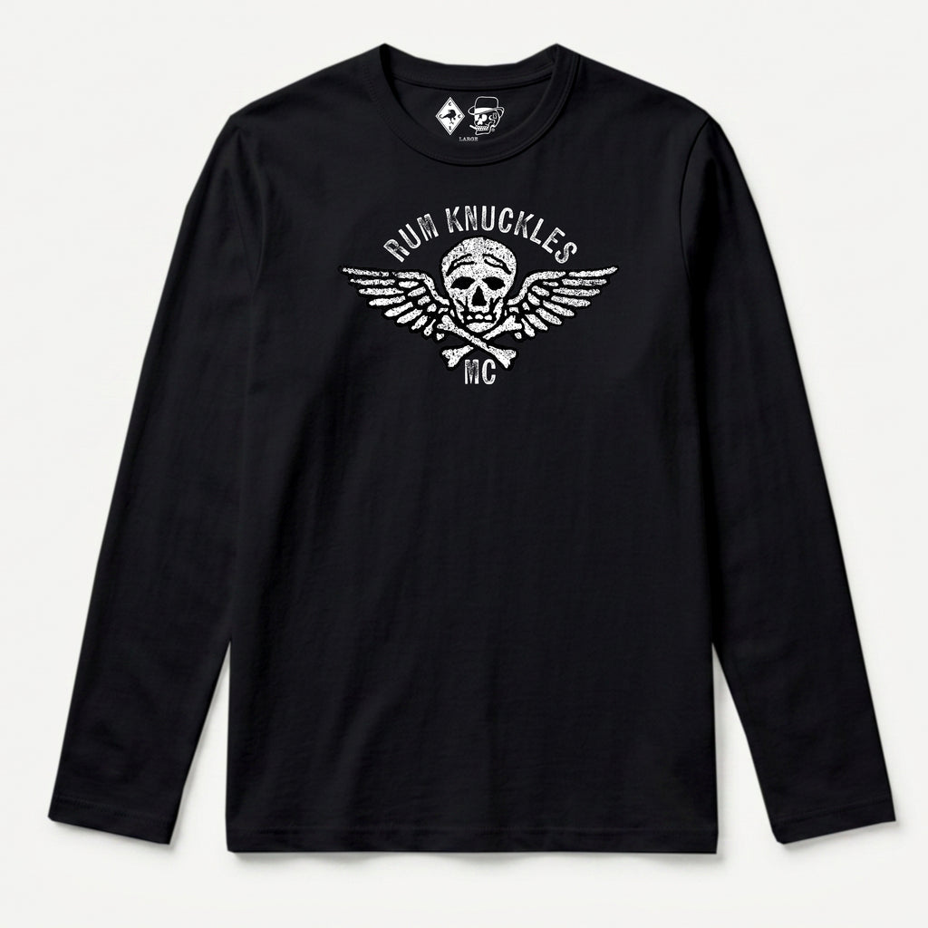 RUM KNUCKLES RK MOTO CREW Long Sleeve Tee - Black - front