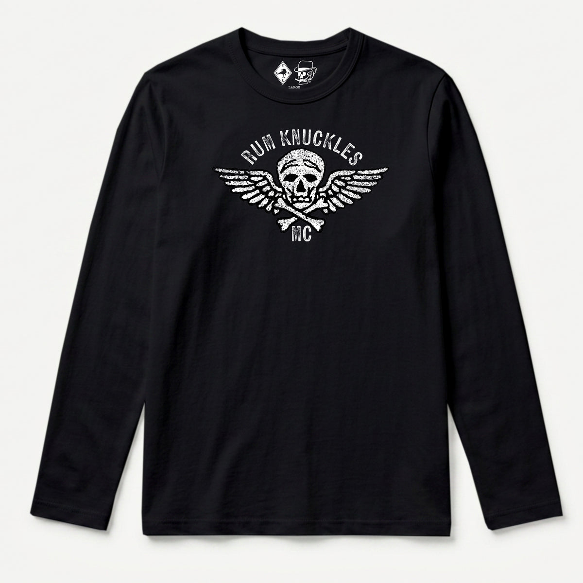 RUM KNUCKLES RK MOTO CREW Long Sleeve Tee - Black - front