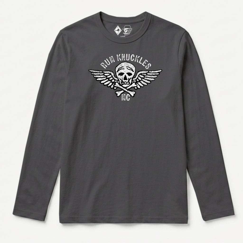 RUM KNUCKLES RK MOTO CREW Long Sleeve Tee - Charcoal - front