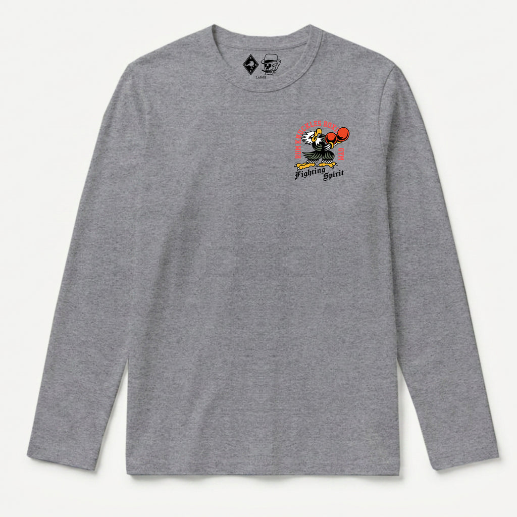 RUM KNUCKLES BOXING EAGLE Long Sleeve Tee - Heather Grey - front