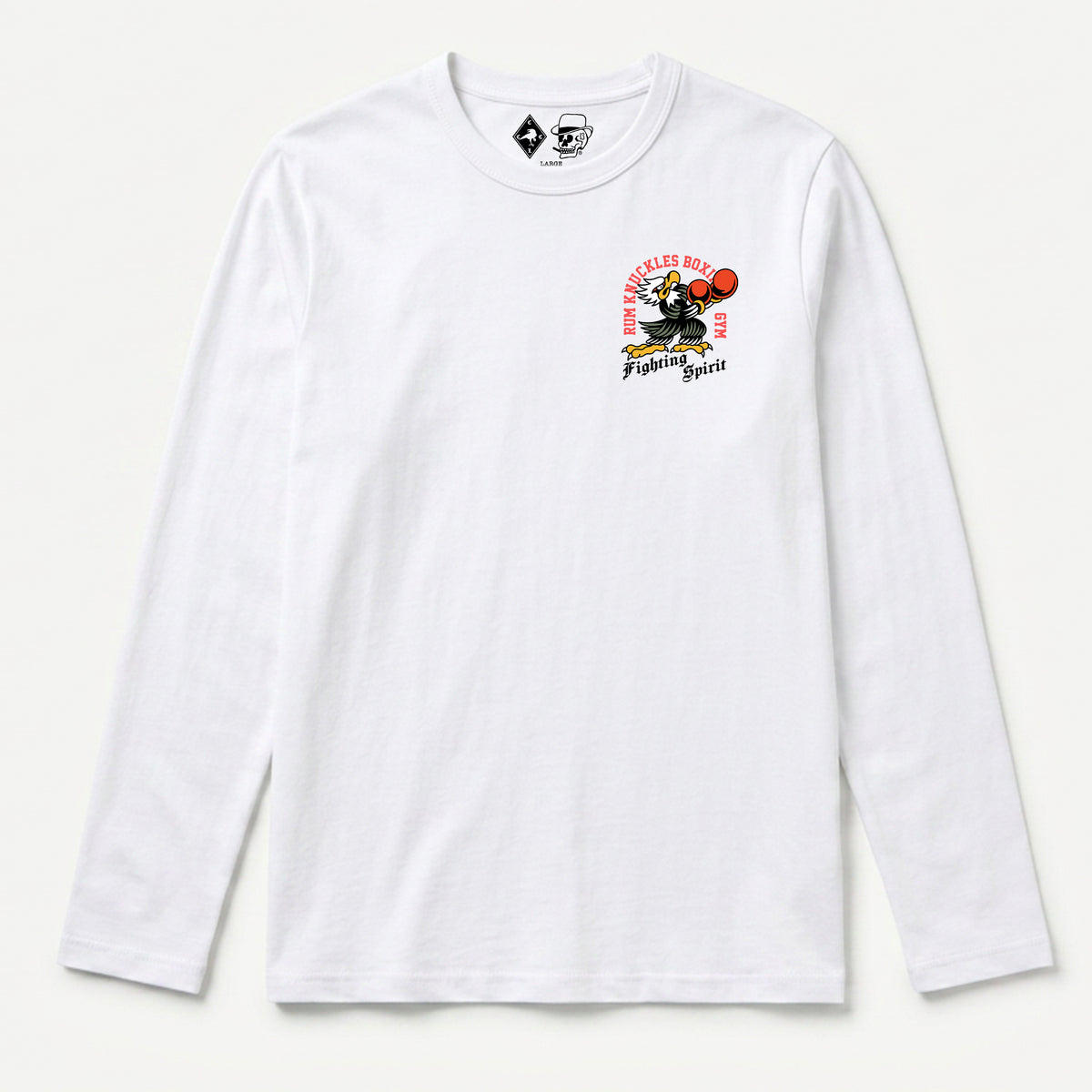 RUM KNUCKLES BOXING EAGLE Long Sleeve Tee - White - front