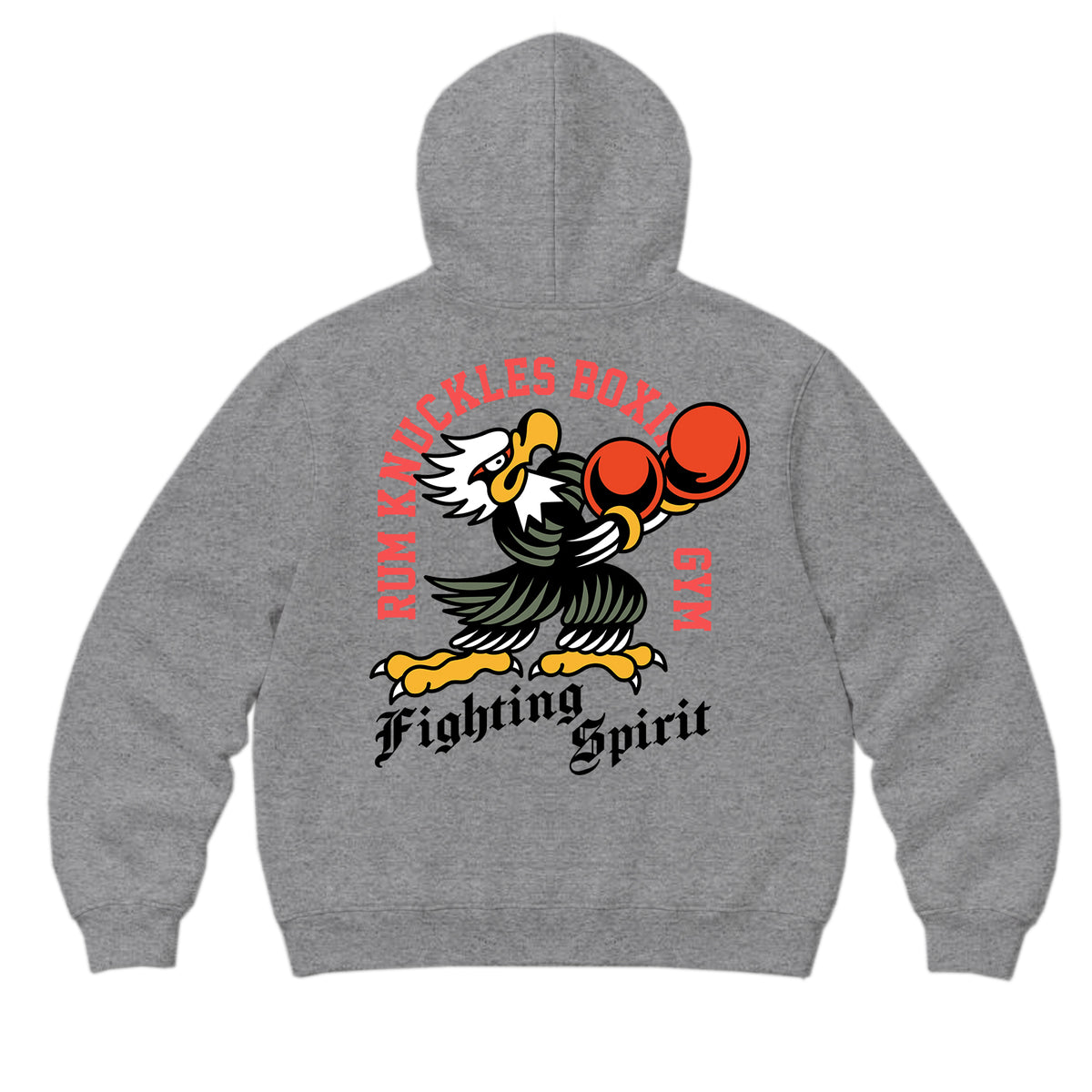 RUM KNUCKLES BOXING EAGLE Zip Hoodie - Heather Grey - back