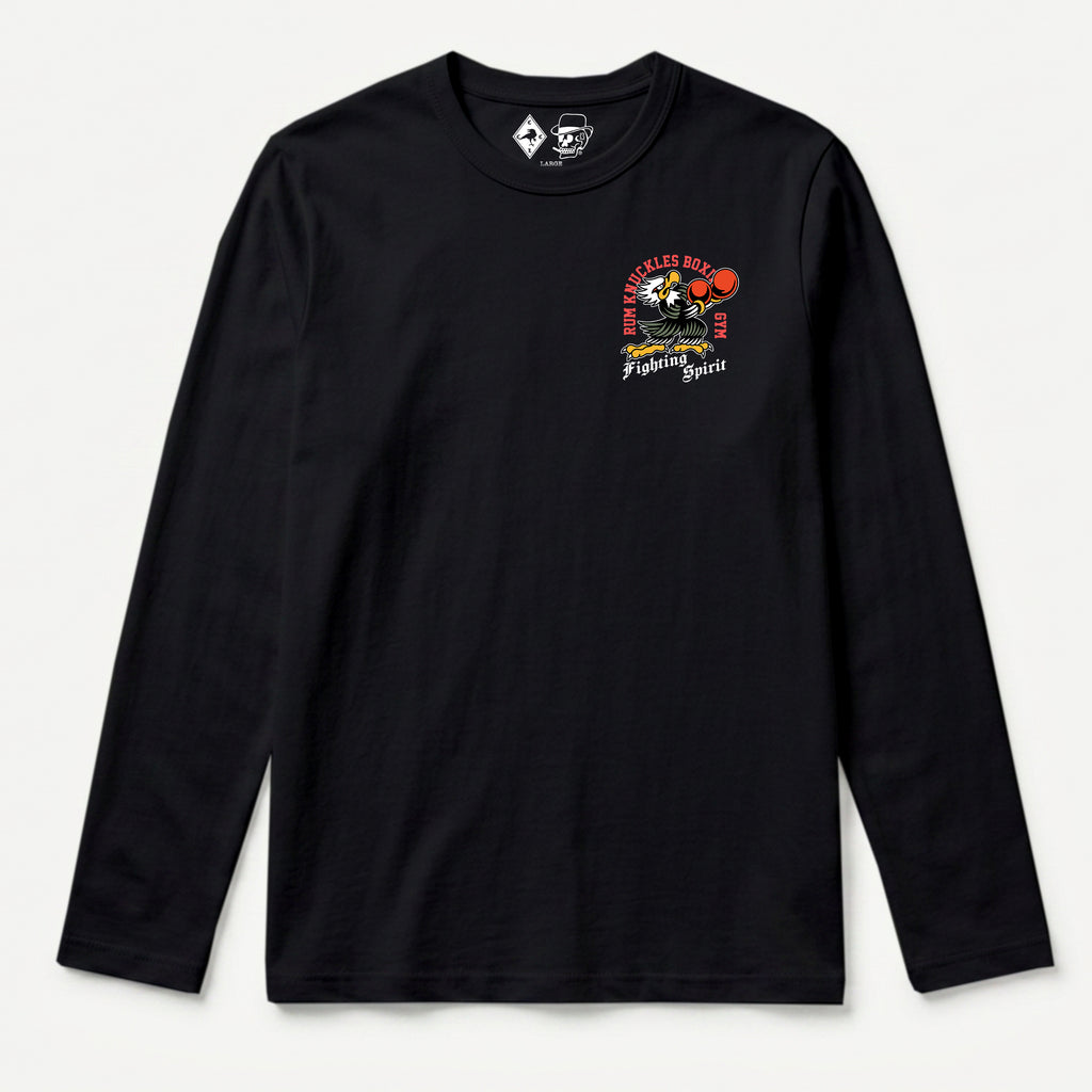 RUM KNUCKLES BOXING EAGLE Long Sleeve Tee - Black - front
