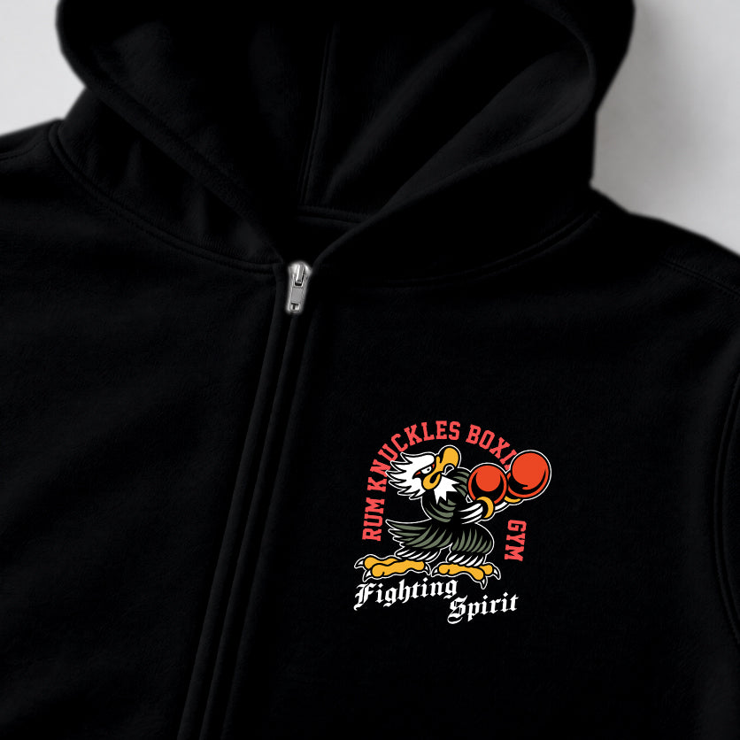 RUM KNUCKLES BOXING EAGLE Zip Hoodie - Black - detail
