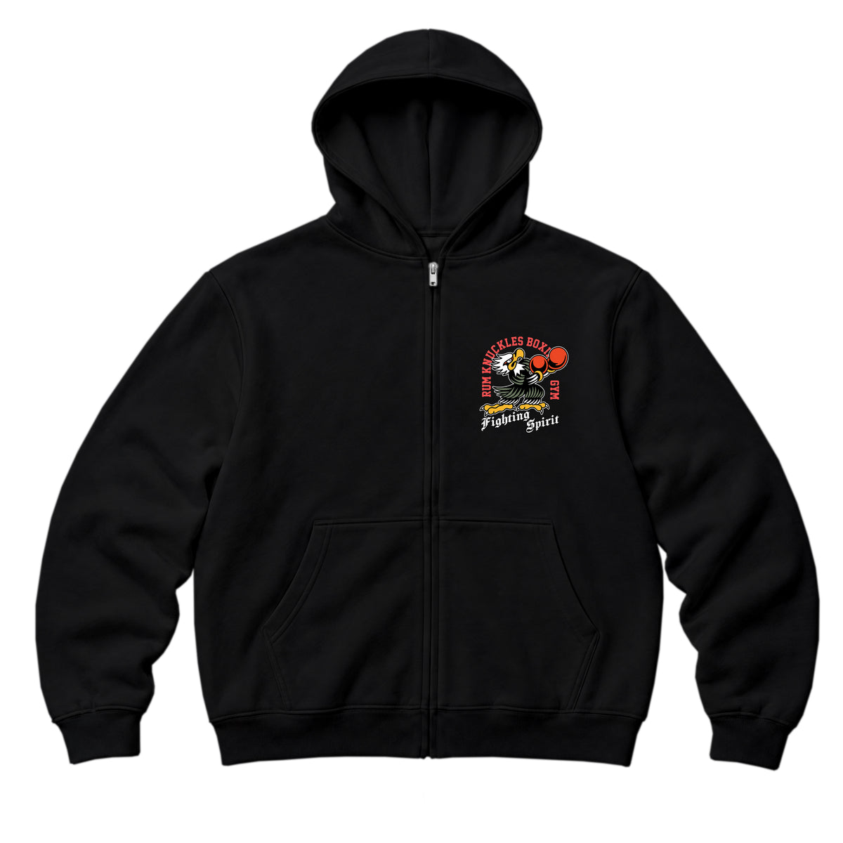 RUM KNUCKLES BOXING EAGLE Zip Hoodie - Black - front
