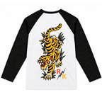 RUM KNUCKLES TATTOO TIGER Baseball Tee - White/Black - back