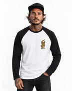 RUM KNUCKLES TATTOO TIGER Baseball Tee - White/Black - model front