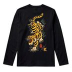 RUM KNUCKLES TATTOO TIGER Long Sleeve Tee - Black - back