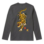 RUM KNUCKLES TATTOO TIGER Long Sleeve Tee - Charcoal - back