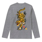 RUM KNUCKLES TATTOO TIGER Long Sleeve Tee - Heather Grey - back
