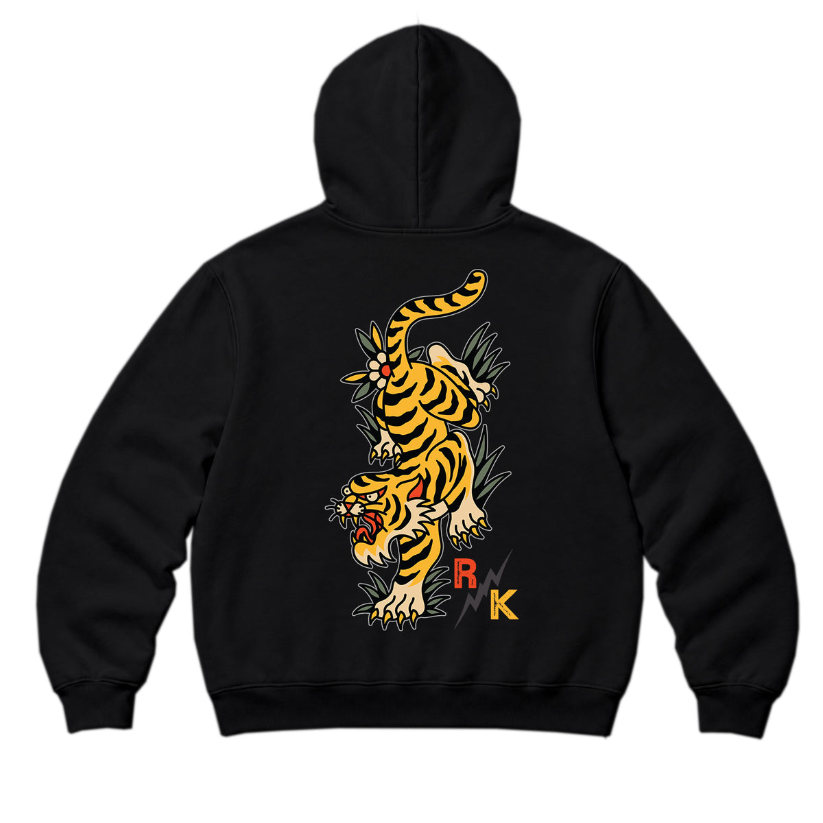 RUM KNUCKLES TATTOO TIGER Zip Hoodie - Black - back