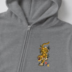 RUM KNUCKLES TATTOO TIGER Zip Hoodie - Heather Grey - detail