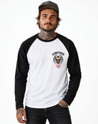 RUM KNUCKLES SPIDER 13 Baseball Tee - White/Black - model front