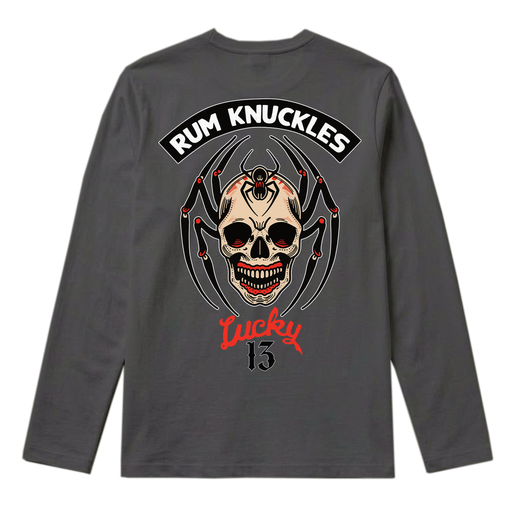 RUM KNUCKLES SPIDER 13 Long Sleeve Tee - Charcoal - back