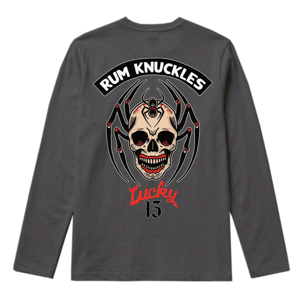 RUM KNUCKLES SPIDER 13 Long Sleeve Tee - Charcoal - back