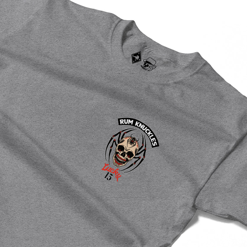 RUM KNUCKLES SPIDER 13 Long Sleeve Tee - Heather Grey - detail