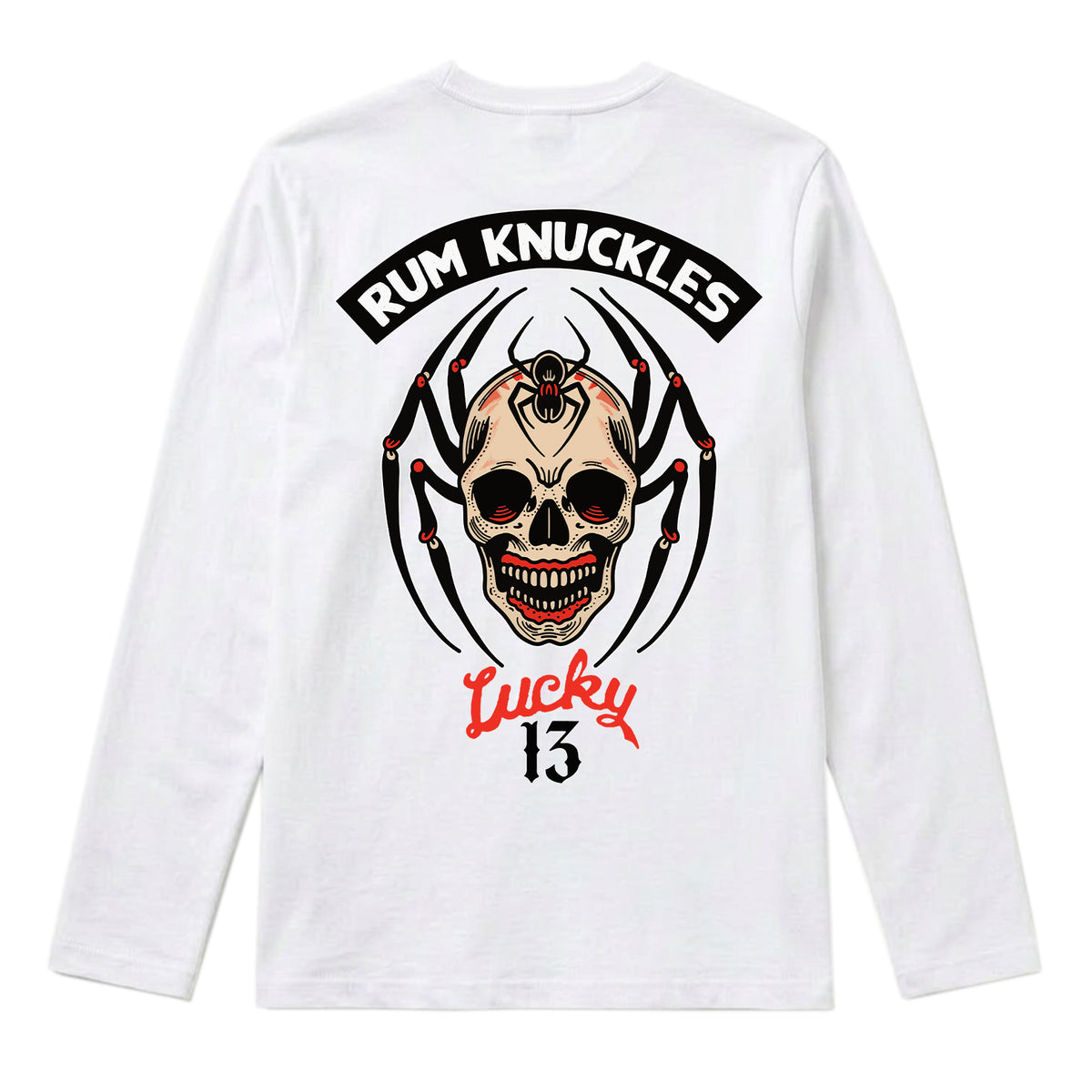 RUM KNUCKLES SPIDER 13 Long Sleeve Tee - White - back