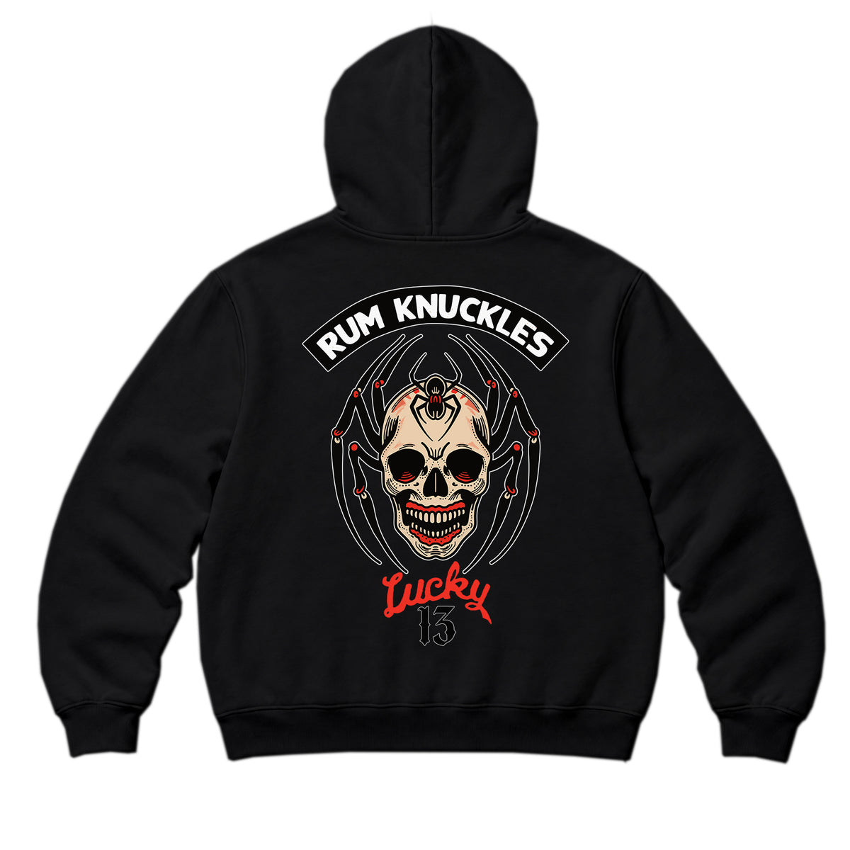 RUM KNUCKLES SPIDER 13 Zip Hoodie - Black - back