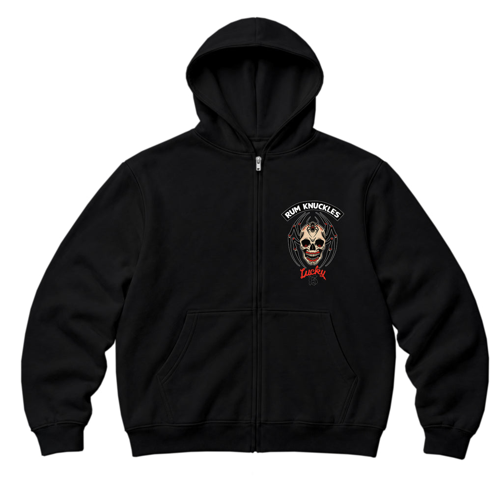 RUM KNUCKLES SPIDER 13 Zip Hoodie - Black - front