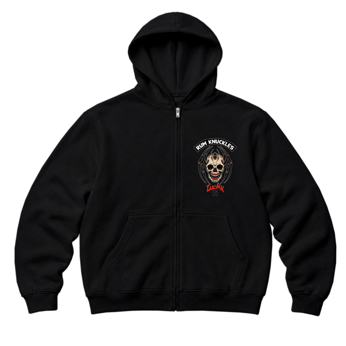 RUM KNUCKLES SPIDER 13 Zip Hoodie - Black - front