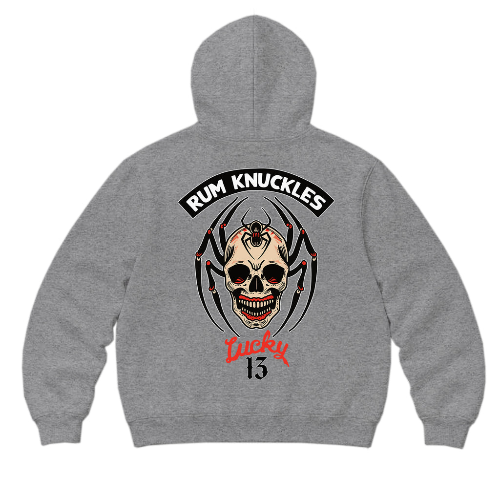 RUM KNUCKLES SPIDER 13 Zip Hoodie - Heather Grey - back