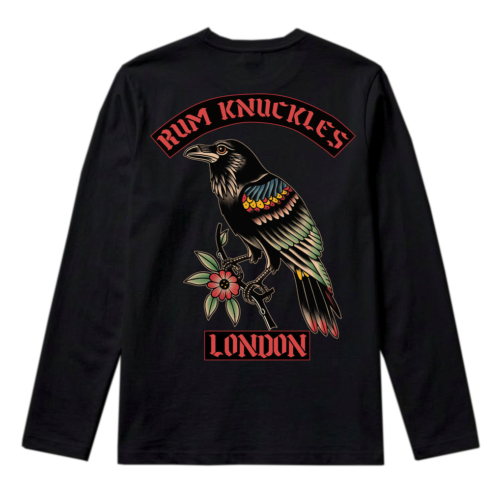 RUM KNUCKLES RVN TOWER Long Sleeve Tee - Black - back