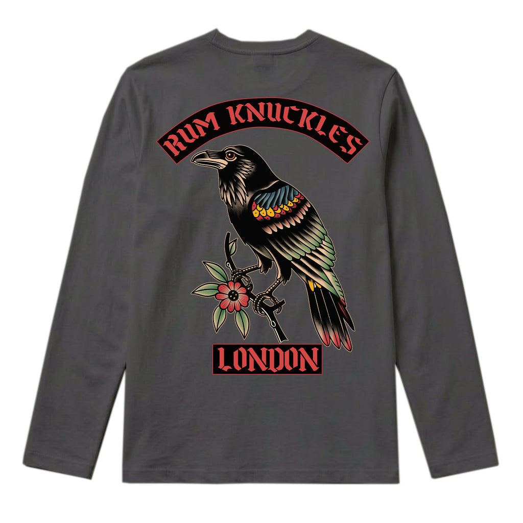 RUM KNUCKLES RVN TOWER Long Sleeve Tee - Charcoal - back