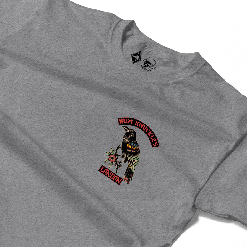 RUM KNUCKLES RVN TOWER Long Sleeve Tee - Heather Grey - detail