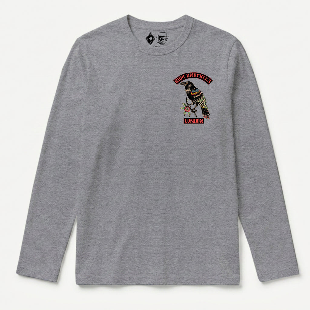 RUM KNUCKLES RVN TOWER Long Sleeve Tee - Heather Grey - front