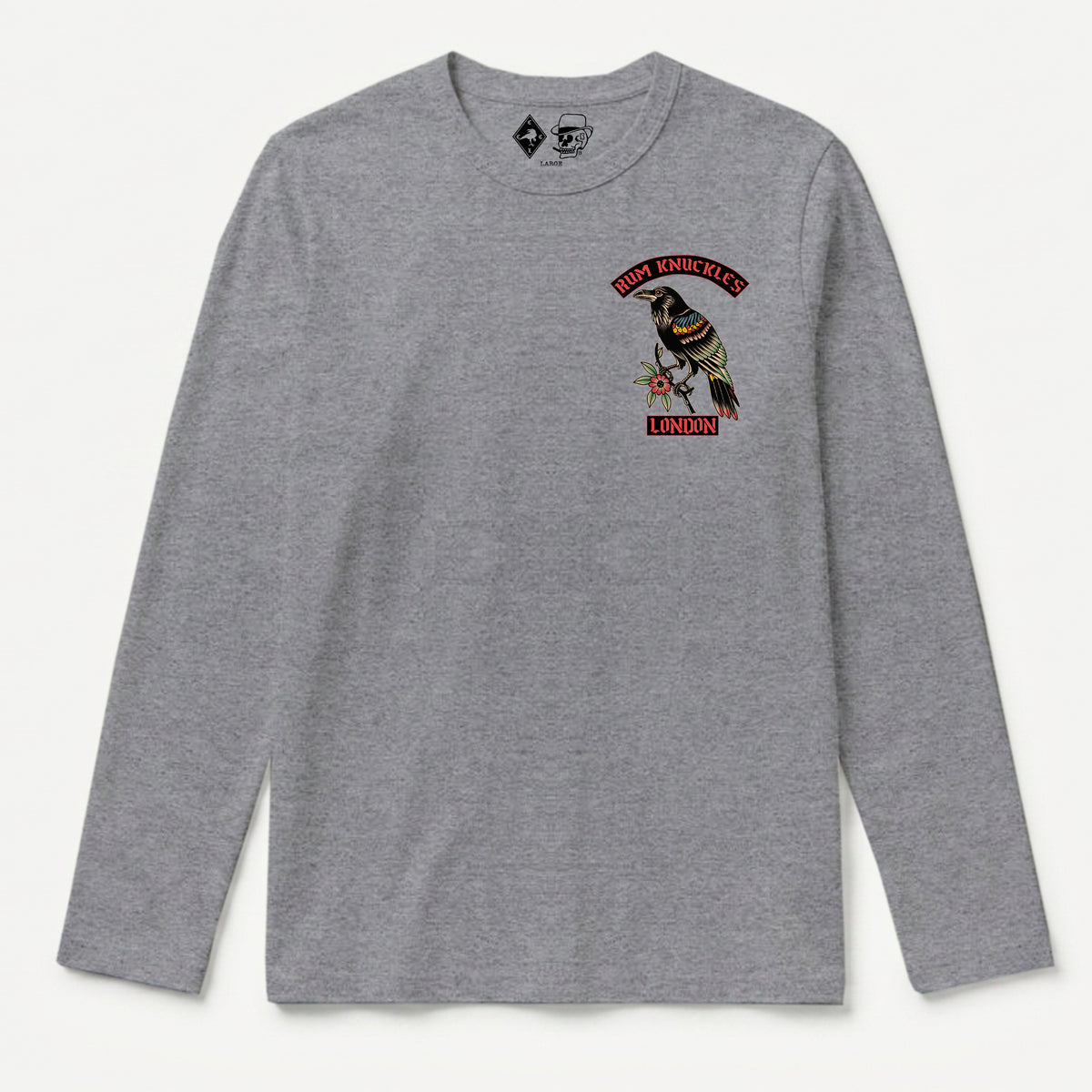 RUM KNUCKLES RVN TOWER Long Sleeve Tee - Heather Grey - front