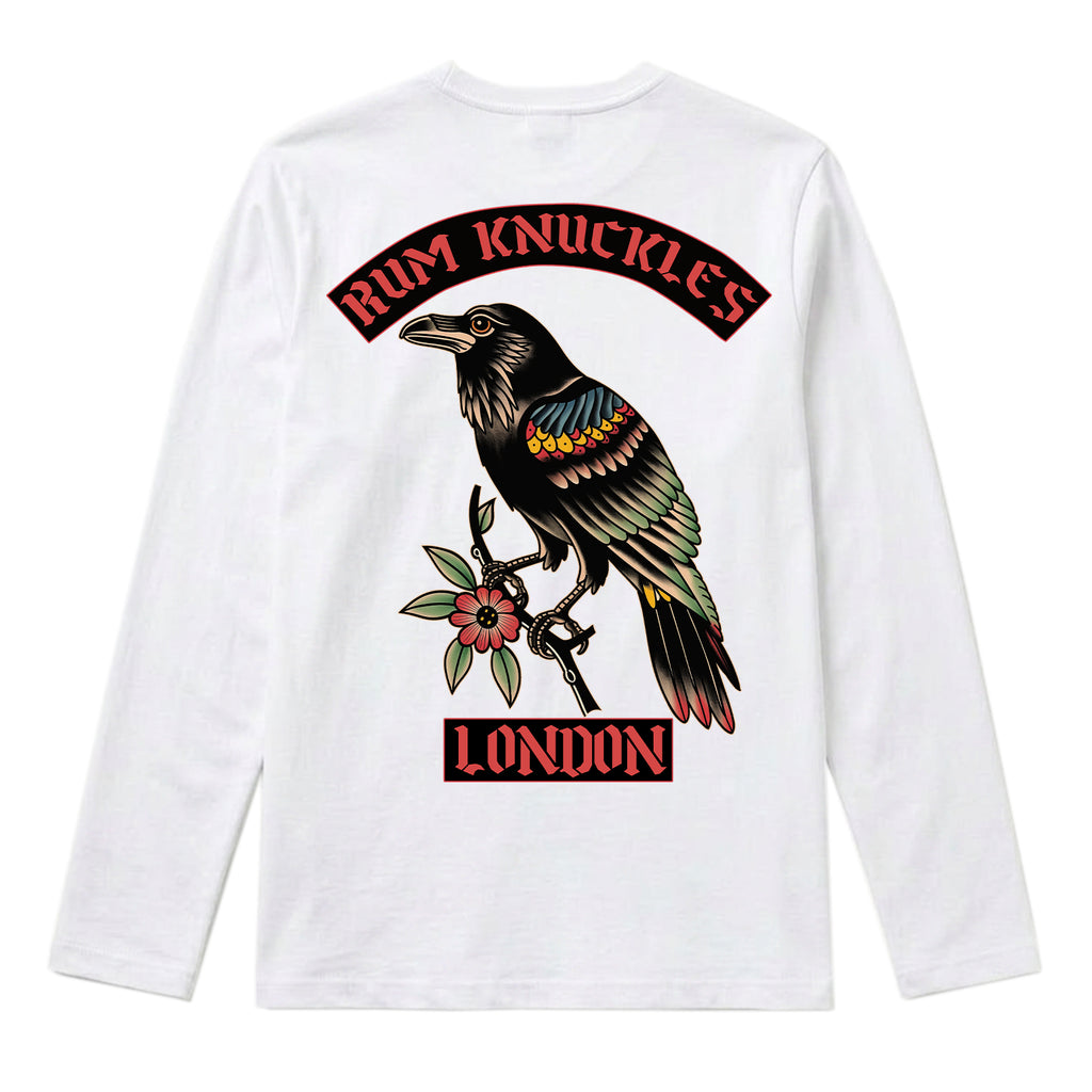 RUM KNUCKLES RVN TOWER Long Sleeve Tee - White - back