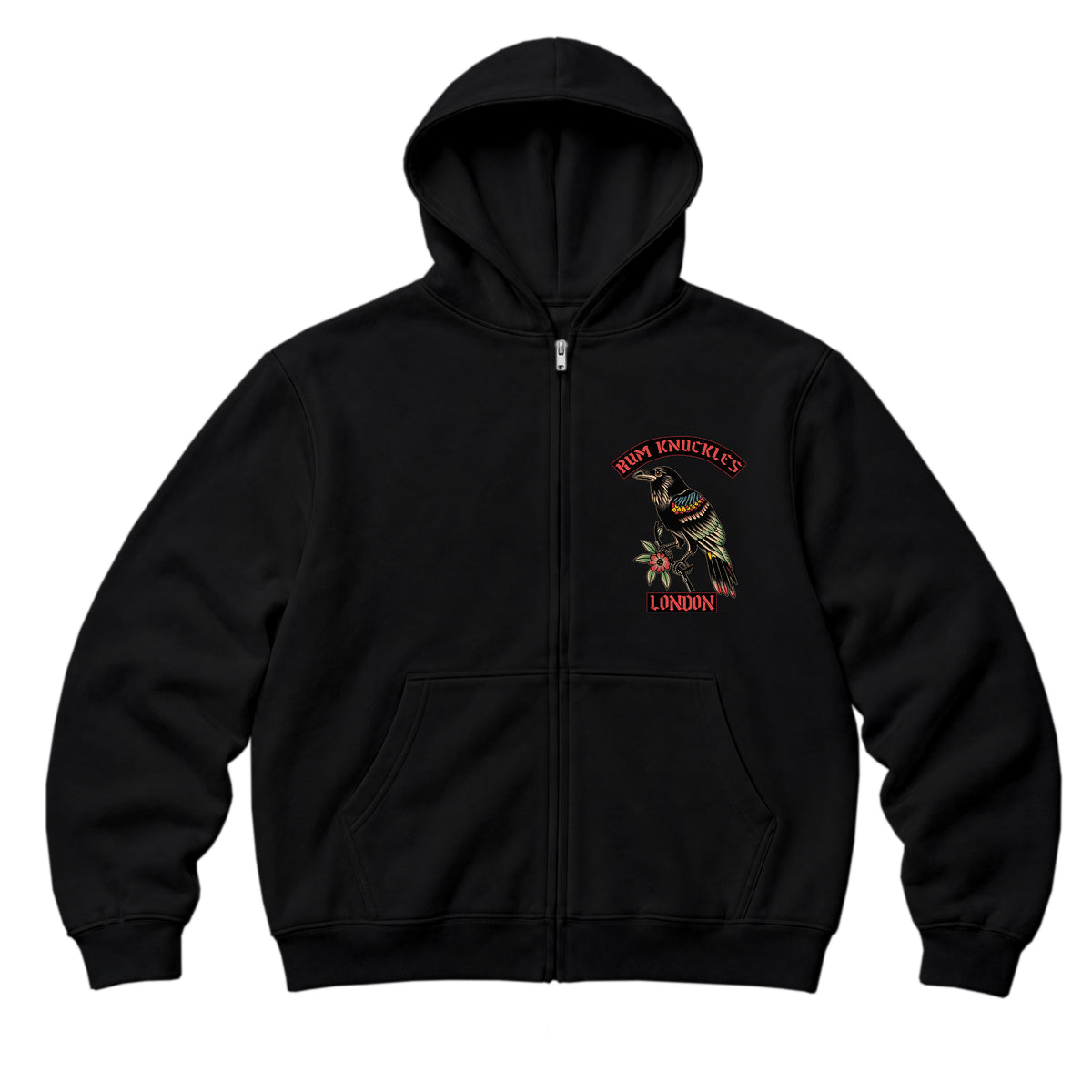 RUM KNUCKLES RVN TOWER Zip Hoodie - Black - front