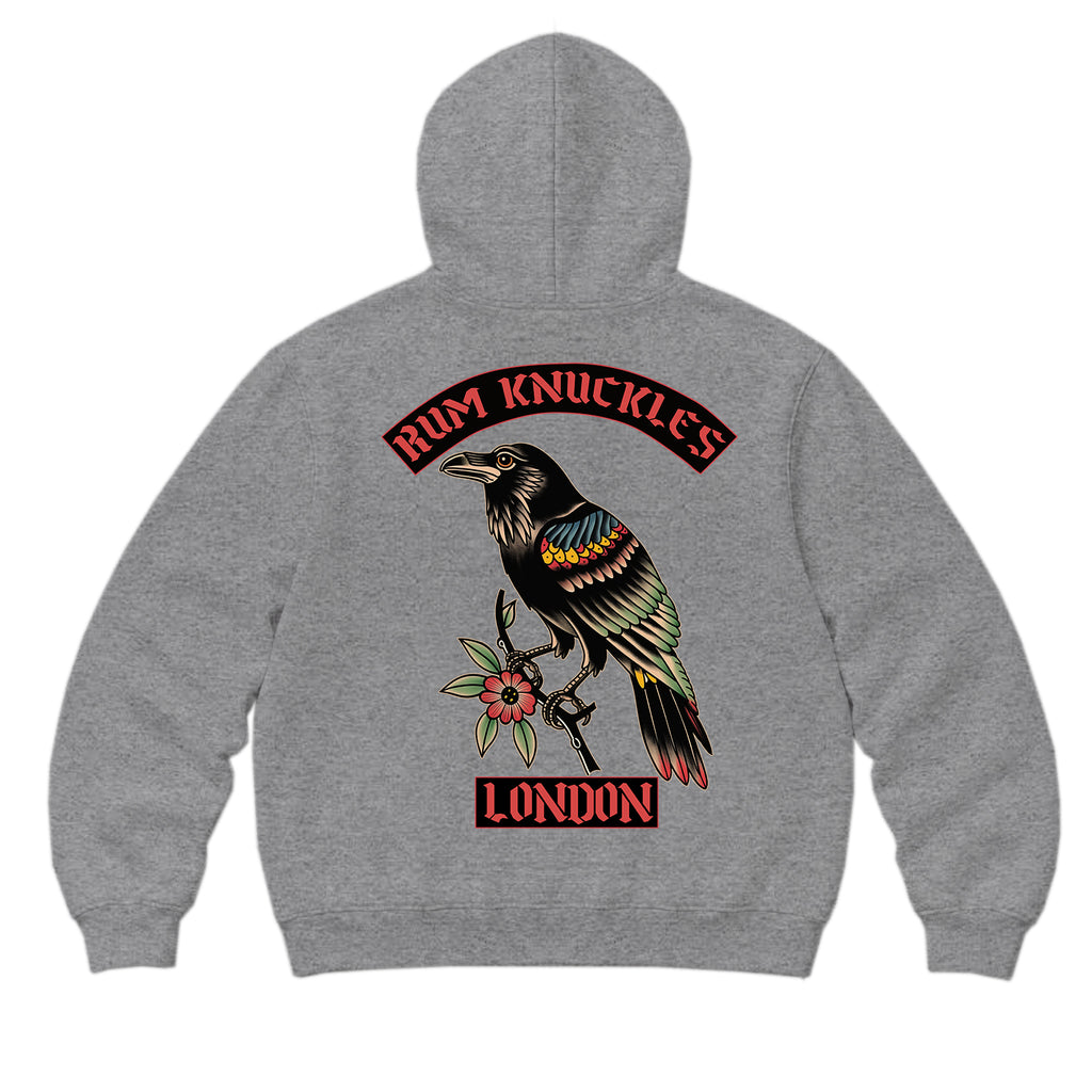 RUM KNUCKLES RVN TOWER Zip Hoodie - Heather Grey - back