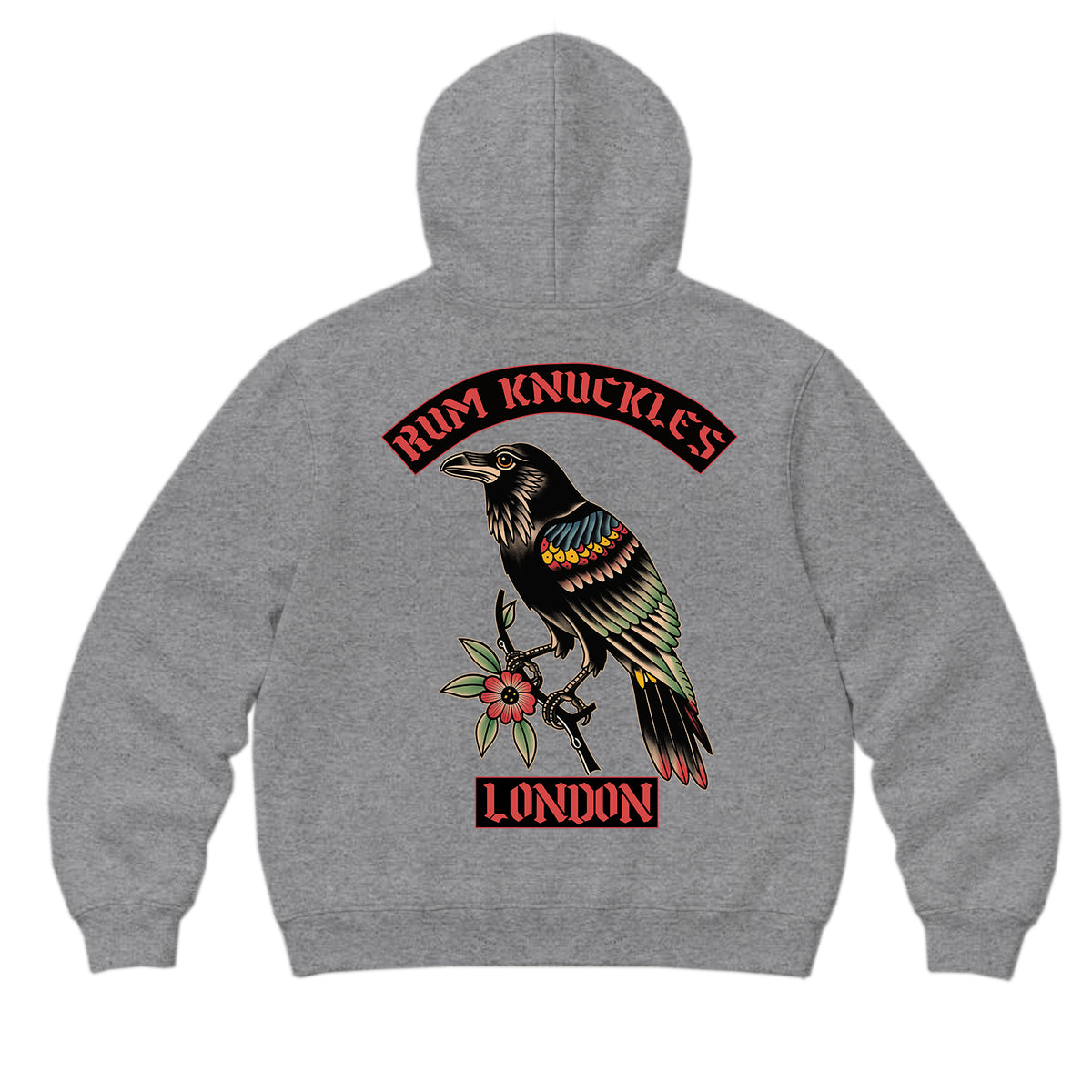 RUM KNUCKLES RVN TOWER Zip Hoodie - Heather Grey - back