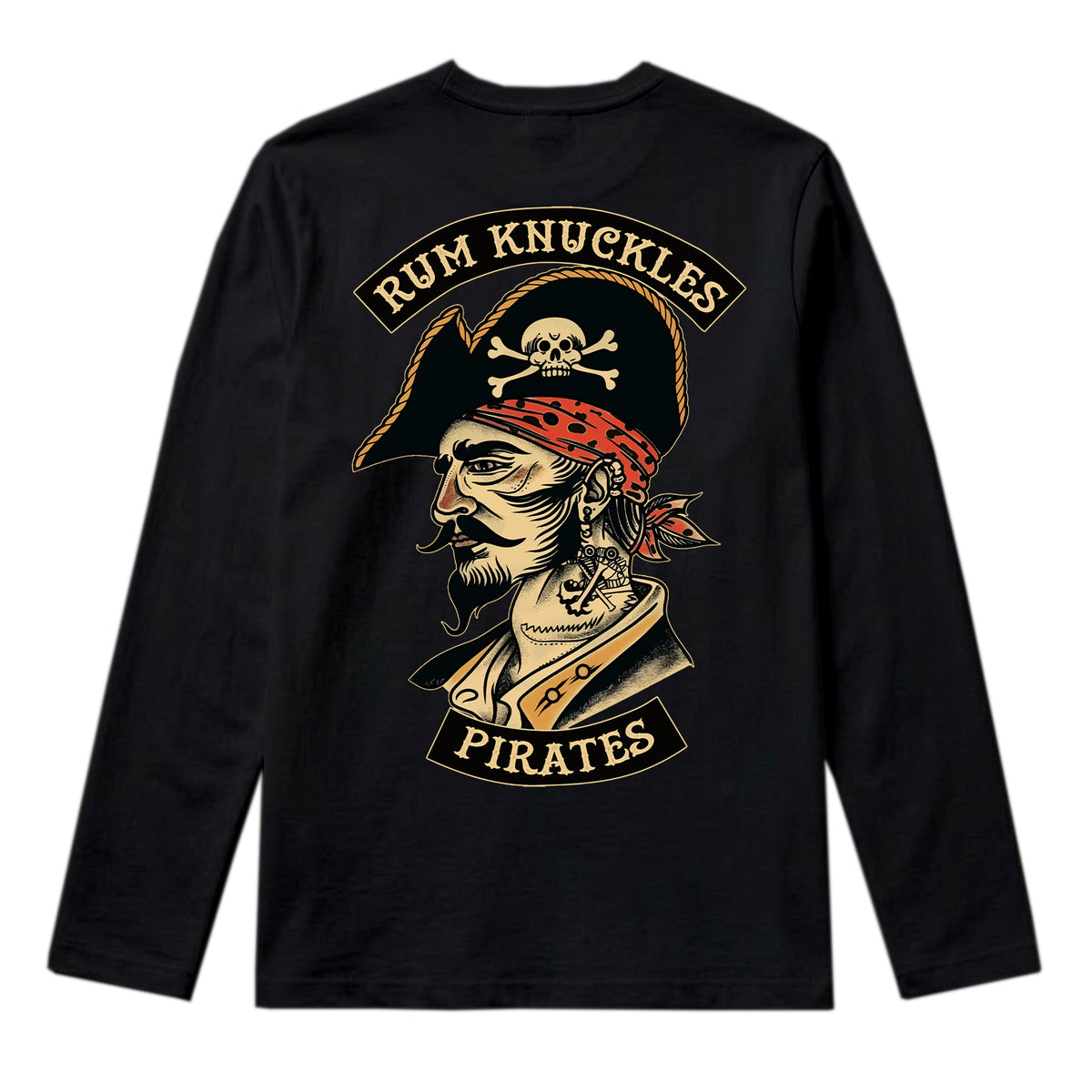 RUM KNUCKLES RK PIRATES Long Sleeve Tee - Black - back