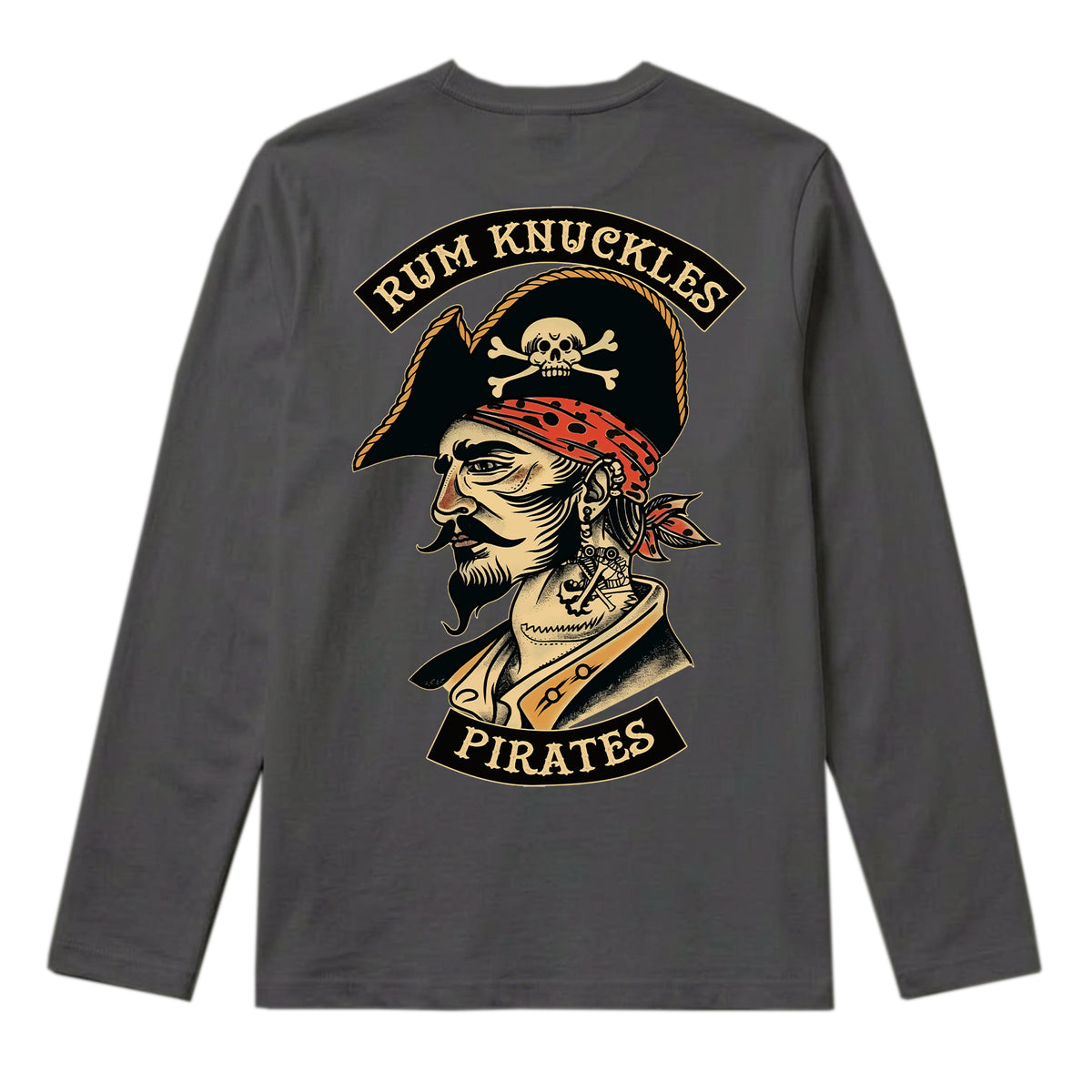 RUM KNUCKLES RK PIRATES Long Sleeve Tee - Charcoal - back