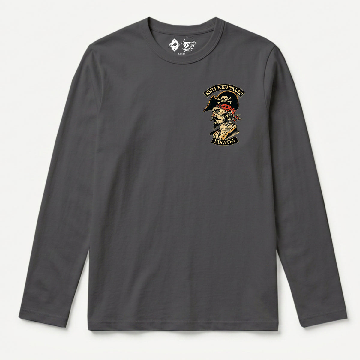 RUM KNUCKLES RK PIRATES Long Sleeve Tee - Charcoal - front