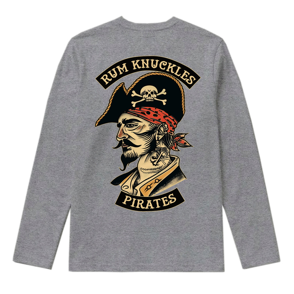 RUM KNUCKLES RK PIRATES Long Sleeve Tee - Heather Grey - back