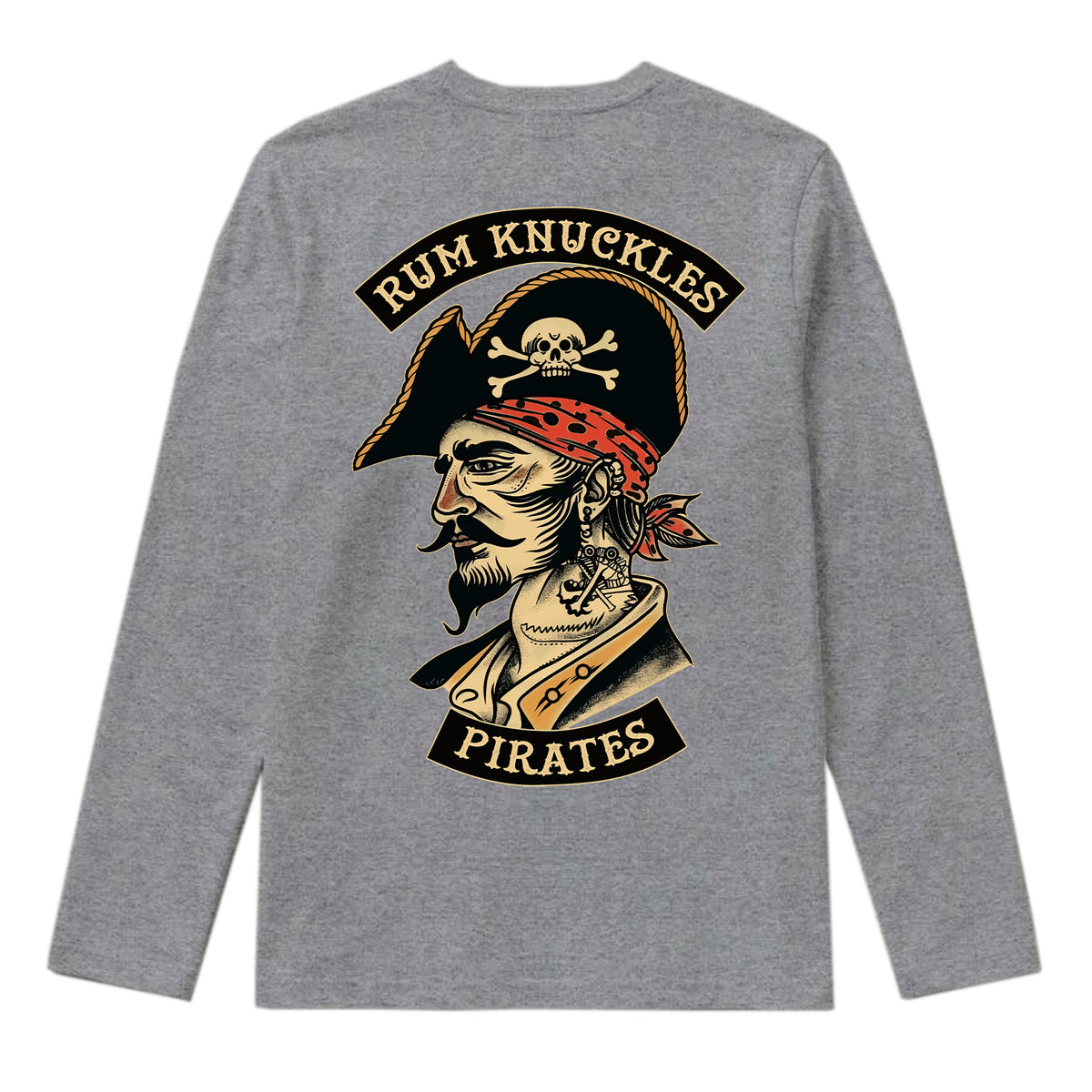 RUM KNUCKLES RK PIRATES Long Sleeve Tee - Heather Grey - back
