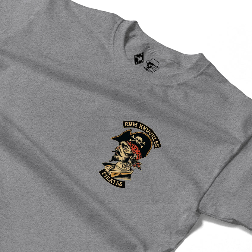 RUM KNUCKLES RK PIRATES Long Sleeve Tee - Heather Grey - detail