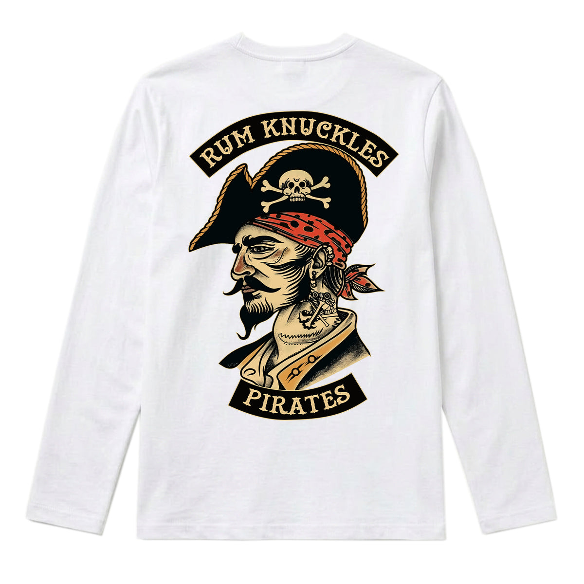 RUM KNUCKLES RK PIRATES Long Sleeve Tee - White - back