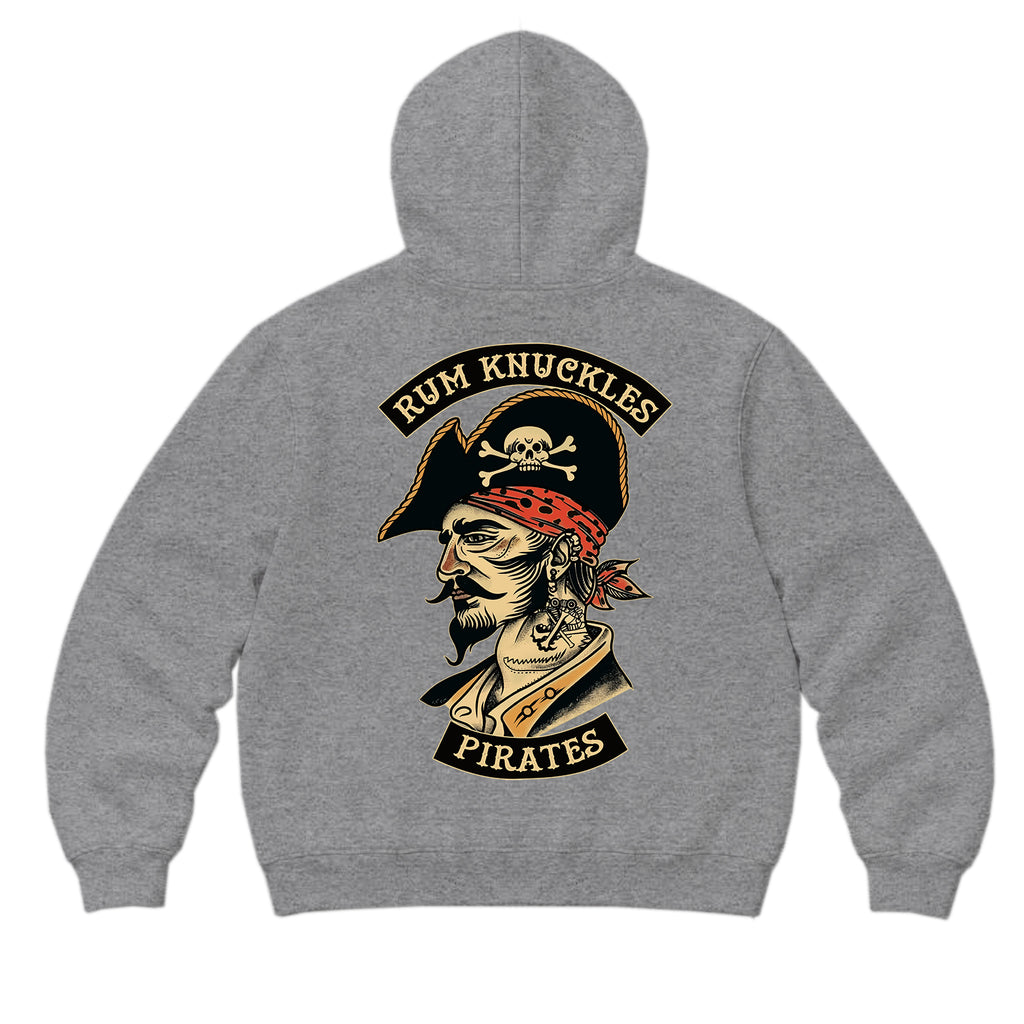 RUM KNUCKLES RK PIRATES Zip Hoodie - Heather Grey - back