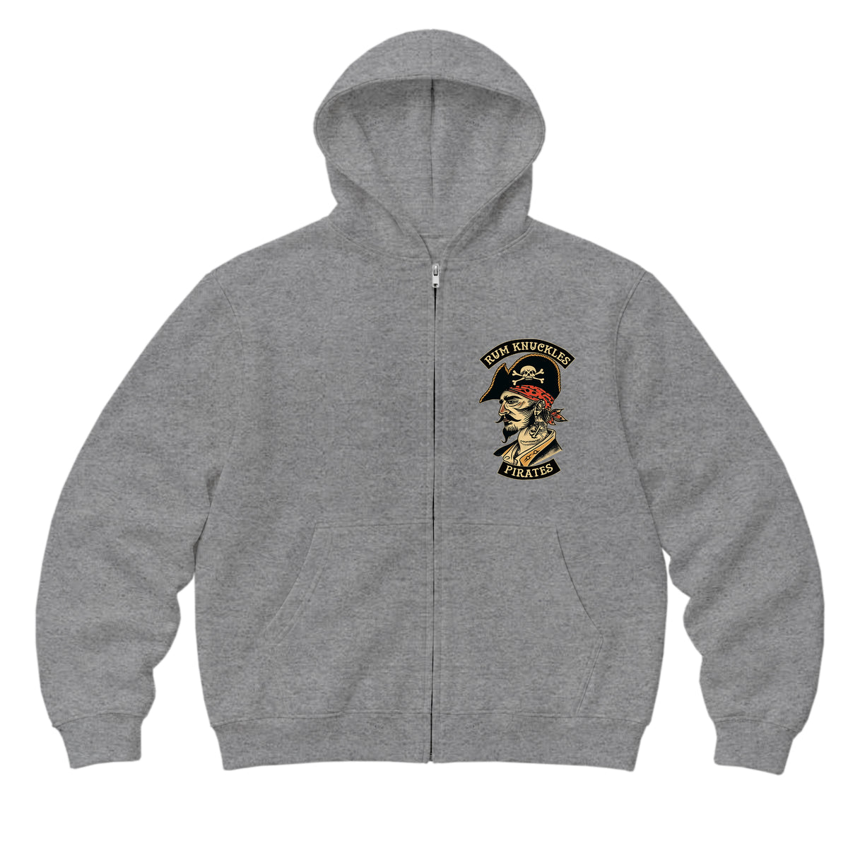 RUM KNUCKLES RK PIRATES Zip Hoodie - Heather Grey - front