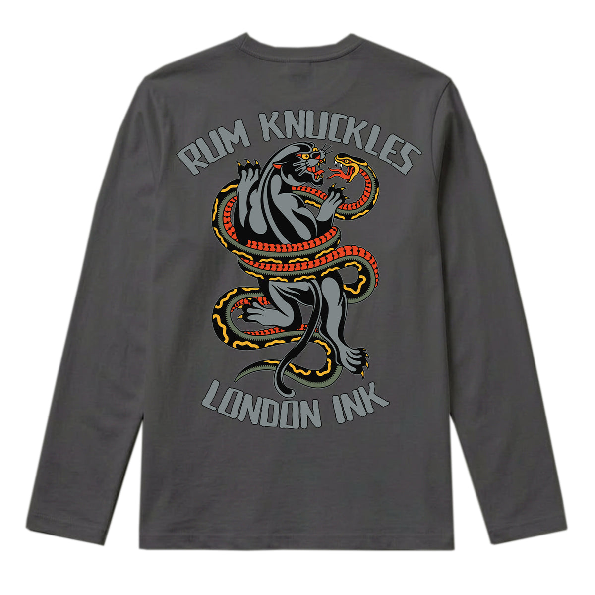 RUM KNUCKLES RK INK Long Sleeve Tee - Charcoal - back