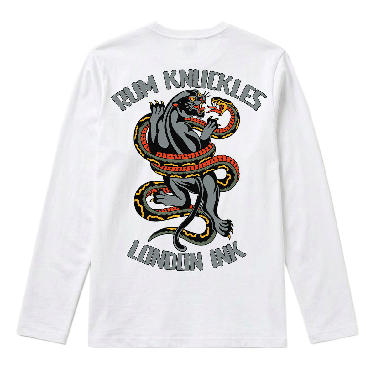 RUM KNUCKLES RK INK Long Sleeve Tee - White - back
