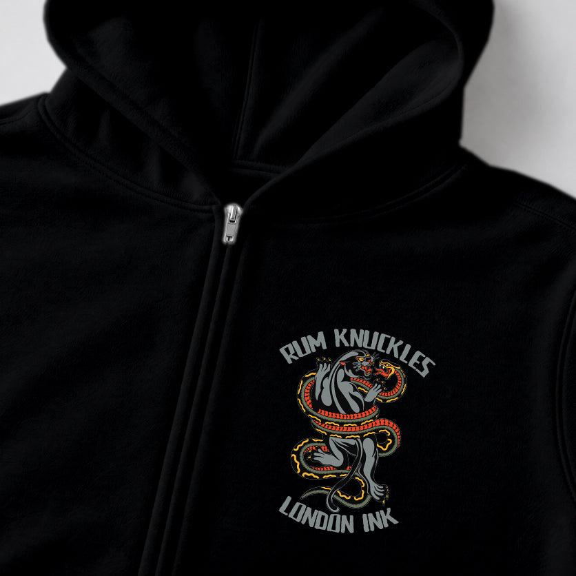 RUM KNUCKLES RK INK Zip Hoodie - Black - detail