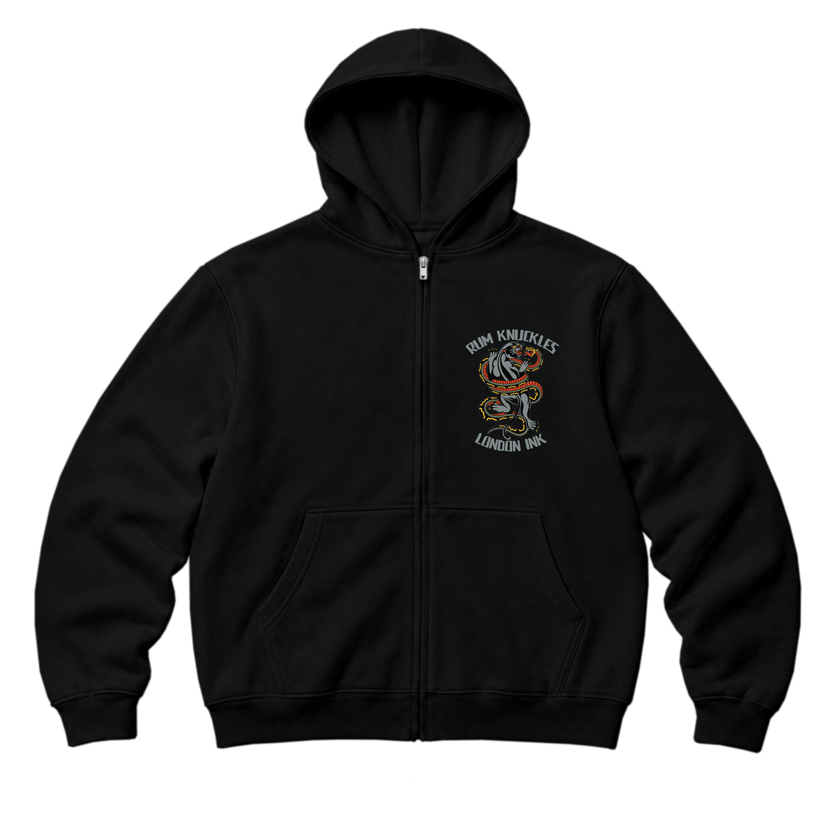 RUM KNUCKLES RK INK Zip Hoodie - Black - front