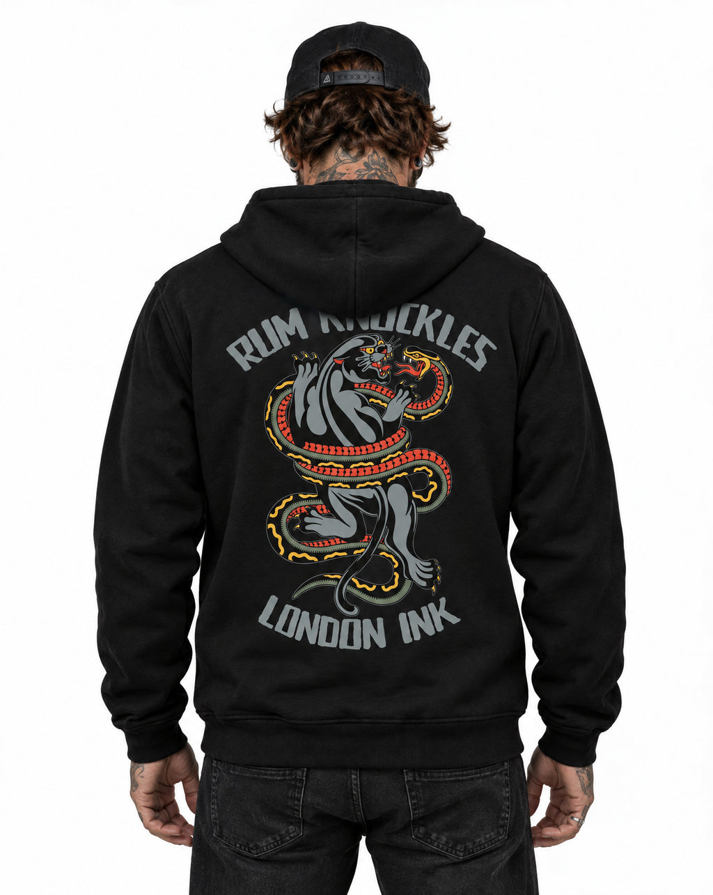 RUM KNUCKLES RK INK Zip Hoodie - Black - model back