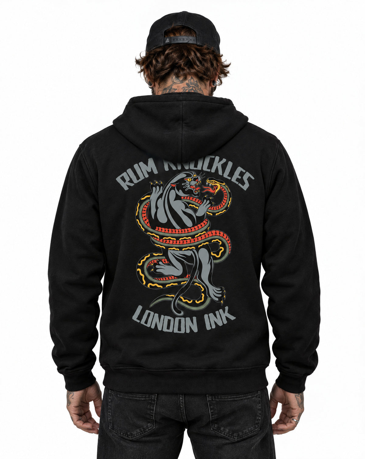 RUM KNUCKLES RK INK Zip Hoodie - Black - model back